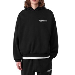 Fear of God Essentials Black Fleece Logo Hoodie Sz X-Large